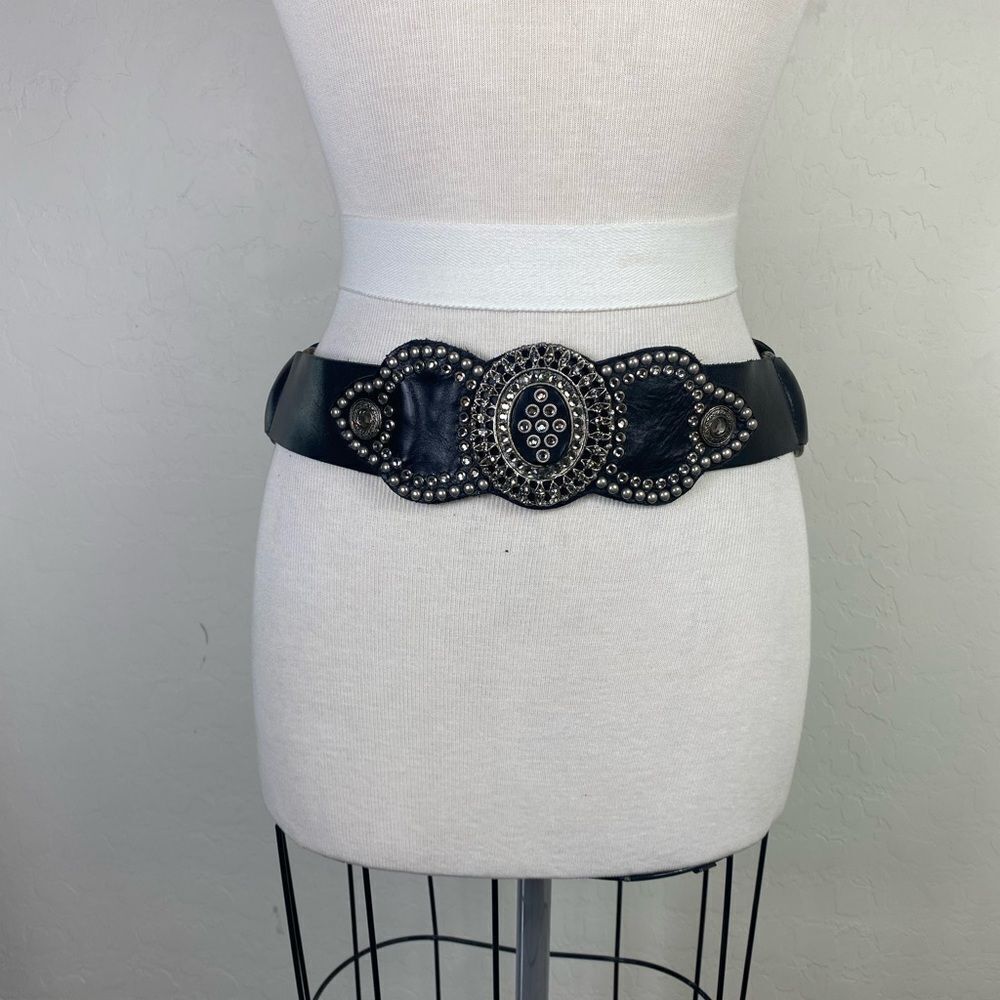 Leatherock Black Statement Belt with Intricate Design